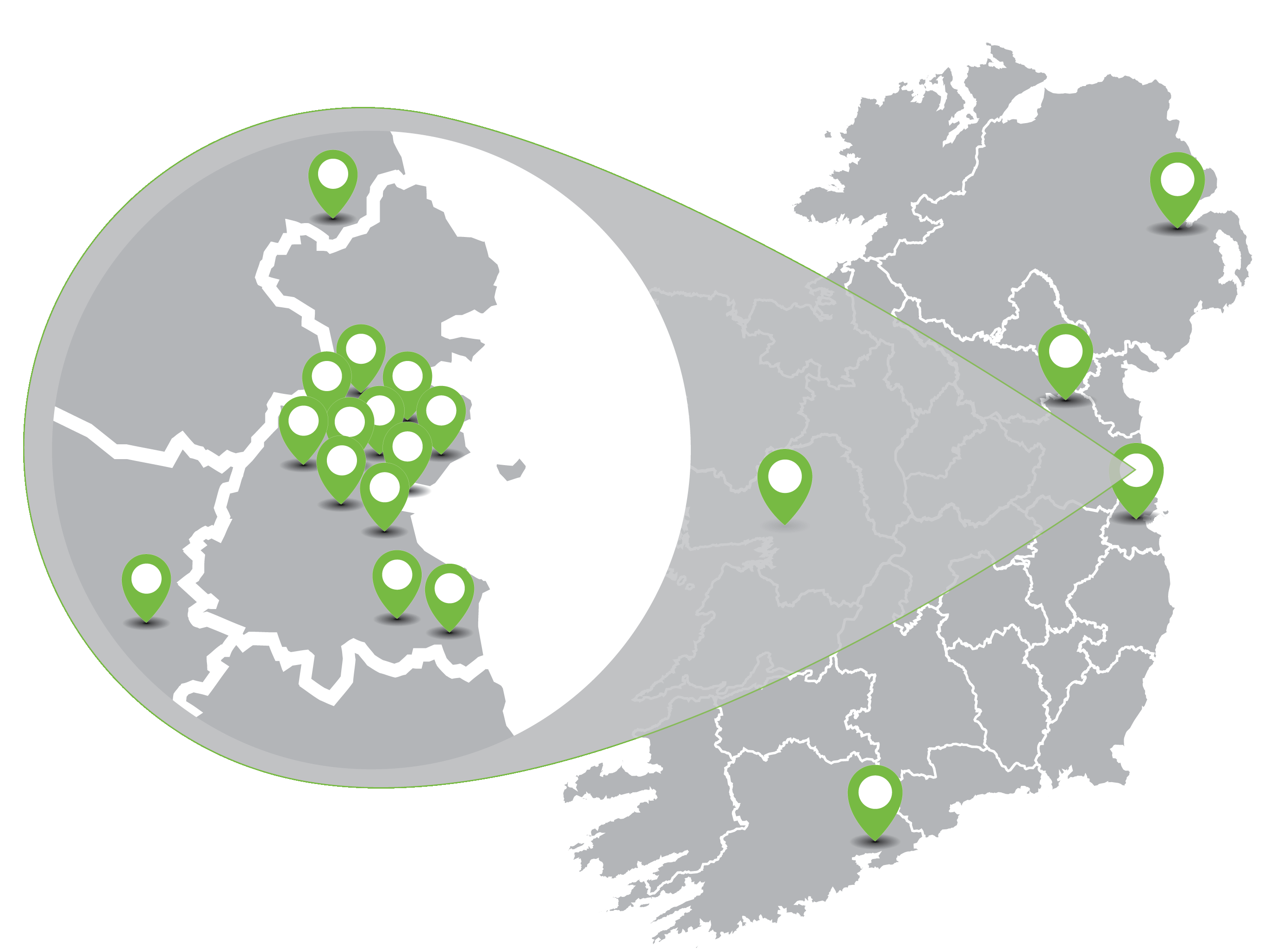 Map showing proAV projects in Ireland